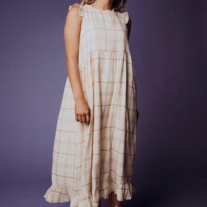 Clad & Cloth | Plaid Ruffle Boho Maxi Dress